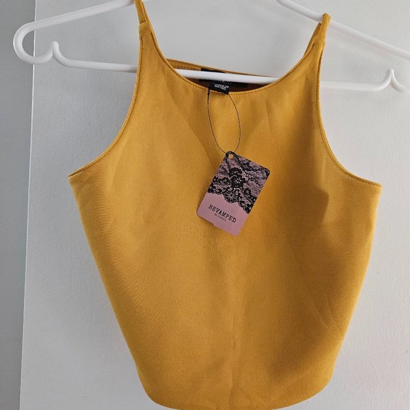 REVAMPED by Sirens Mustard Crop Top Small - Picture 1 of 3